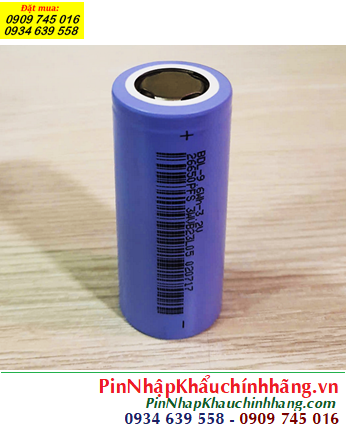 Pin sắt PhosPhate LIFEP04 3.2V-9.6Wh BDL 26650PFS (Dòng xả 30A, 3000mAh) chính hãng